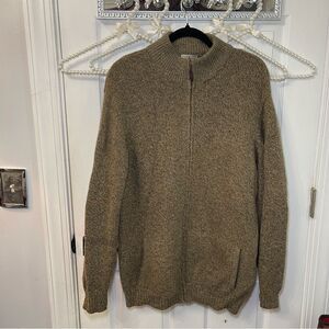 L.L. Bean Men's Tan Zip-Up Ultimate 100% Lambs Wool Sweater